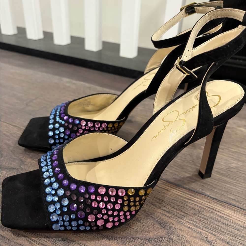 Jessica Simpson Elegant Black and Multicolor Heels Size 9/40